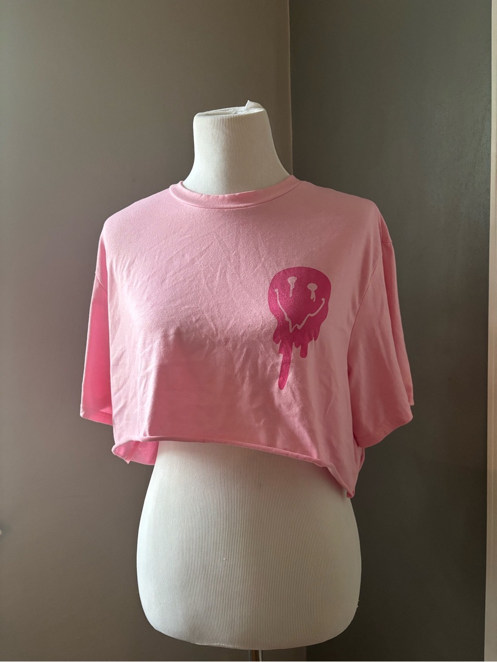 Women's Pink Cropped Graphic Tee - Brand